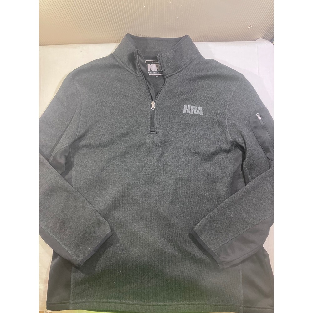 NRA Mens 2XL Dark‎ Gray Quarter Zip Fleece Pullover Tactical Arm Pocket Jacket